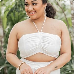 Pink Lily Cream Smocked Skirt